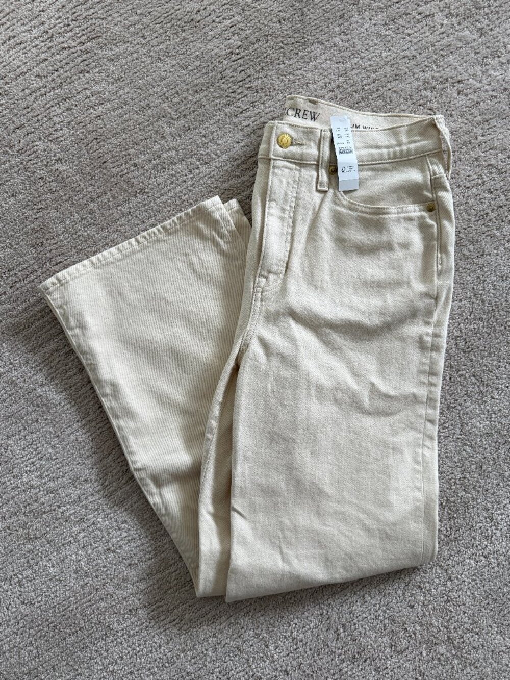 NWT J.Crew Slim Wide Leg Jeans, Ecru, 28T